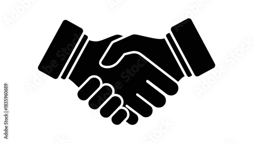 Deal Made: A symbol of unity and agreement, a simple handshake illustration on a clean backdrop, perfect for themes related to business, partnership, and contracts.