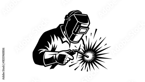 Welder at Work: Depicting a skilled welder in action, the image showcases the focused intensity of the craft, capturing the brilliance of the welding process.
