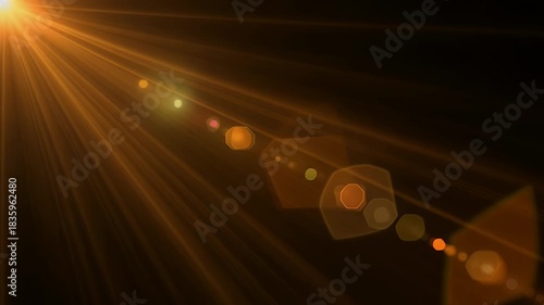 Wallpaper Mural Golden light beams with bokeh and lens flare on black Torontodigital.ca