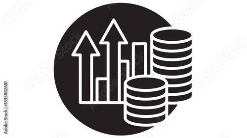 Unlock financial growth with dynamic charts and rising coin stacks, perfect for illustrating investment success, wealth management, and profitable business ventures in modern finance