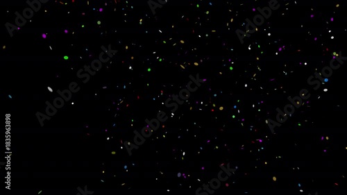 Soft Colorful Confetti Falling on Black Background – Festive Party Overlay