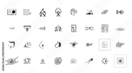 Collection of hand drawn icons representing various concepts and objects