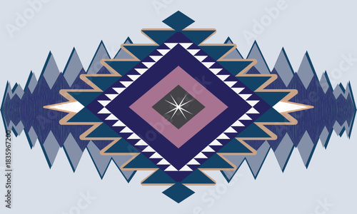 Geometric tribal pattern artwork featuring layered diamond shapes, southwest boho design, perfect for textile prints, wall art decor, and modern digital backgrounds.