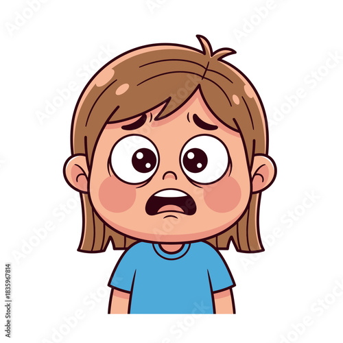 Cartoon girl with a worried expression on her face.