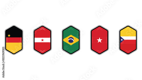 Collection of national flags in a shield shape
