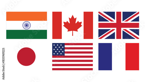 Collection of national flags from various countries