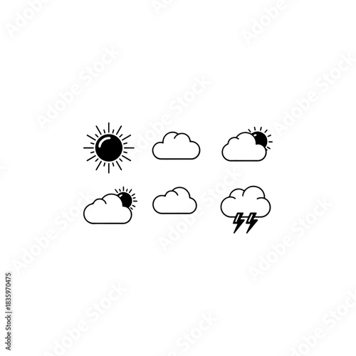 Weather icons isolated on transparent background