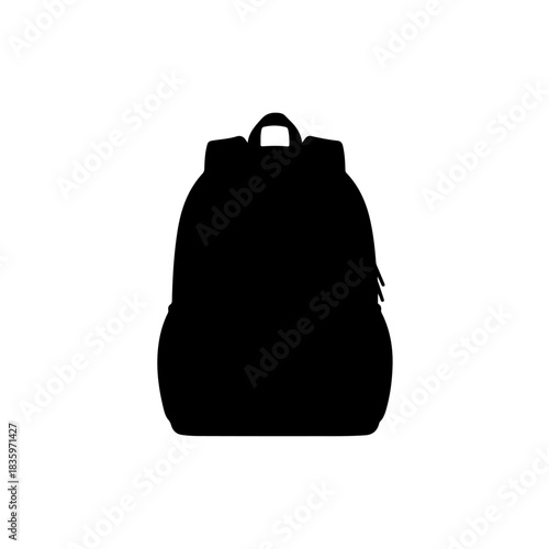 Black backpack silhouette isolated on transparent background