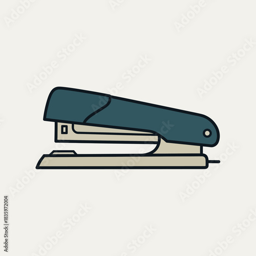 Illustration of a blue stapler on a white background.