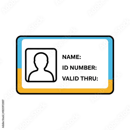 Identification Card Template with Placeholder for Name, ID, and Expiration.