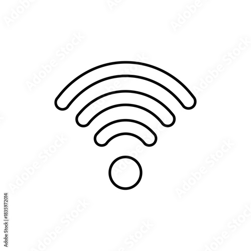 Simple Line Art Illustration of a Wireless Internet Connection Symbol.
