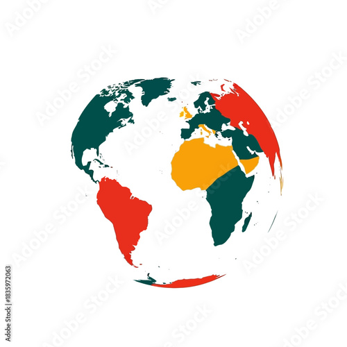 Colorful World Map Illustration Depicting Continents and Global Geography.