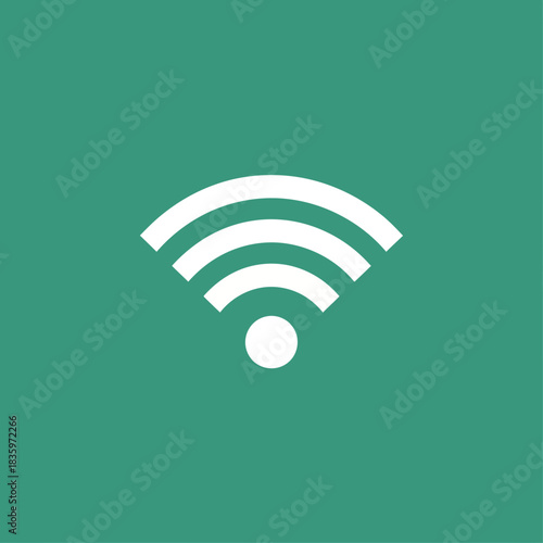 White WiFi Symbol on Teal Background - Wireless Connectivity Icon.