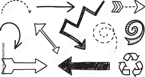 Black Sketch Doodle Clipart Vector Elements