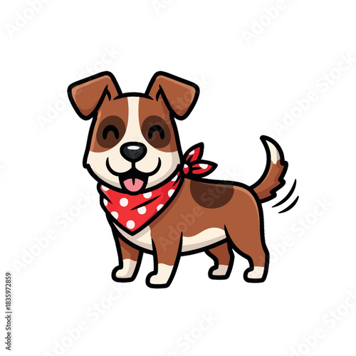 Cartoon Dog with Bandana: A Cheerful Canine Companion.