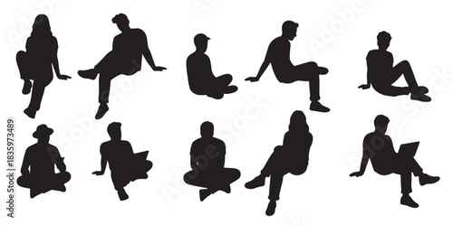  architectural people in sitting poses hand drawn in minimal