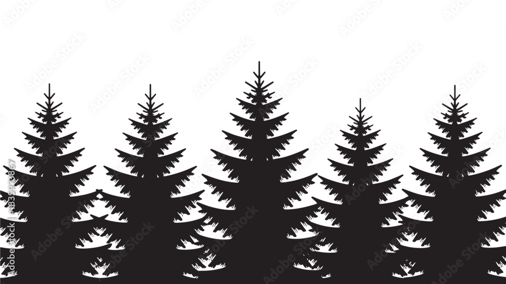 Obraz premium Silhouette of evergreen trees a vector illustration perfect for backgrounds and nature-themed designs