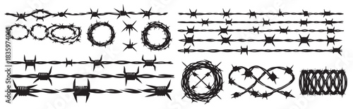 barber wire set isolated white background razor wire in 