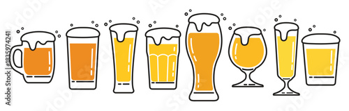 beer glassware icon set vector 