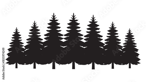 Silhouette of pine trees evergreen forest vector illustration nature design element isolated on white background