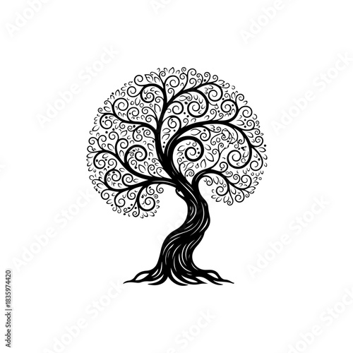 Ornate tree of life isolated on transparent background