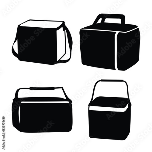 Set of insulated cooler bags and boxes for food and drinks