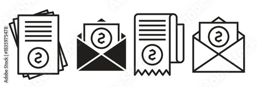 bill icons set black on a white background 