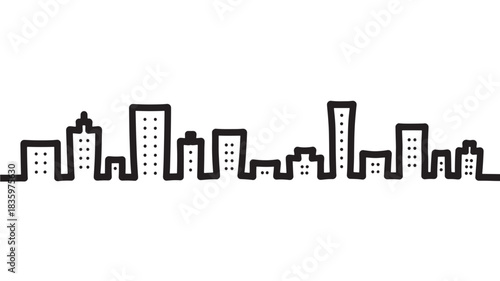City skyline silhouette minimalist vector illustration perfect for website headers and modern design projects isolated on white background
