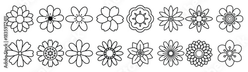 flowers icon vector set garden illustration sign
