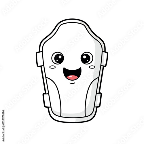 Cute Cartoon Shin Guard Character with a Happy Expression.