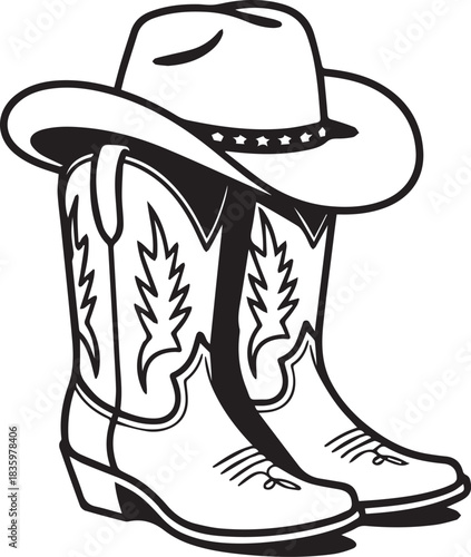 Cowboy Boots & Hats Floral SVG
