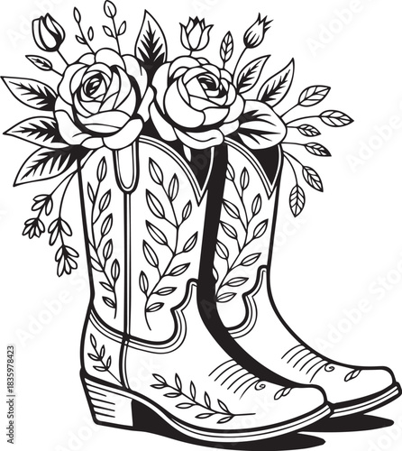 Cowboy Boots & Hats Floral SVG