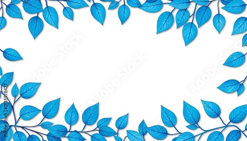 Intricate blue leaves form a decorative border, perfect for design elements, leaf, graphic