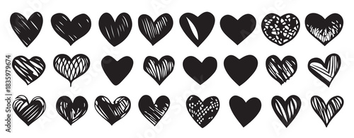 hand drawn heart hearts love valentines day doodle scribble