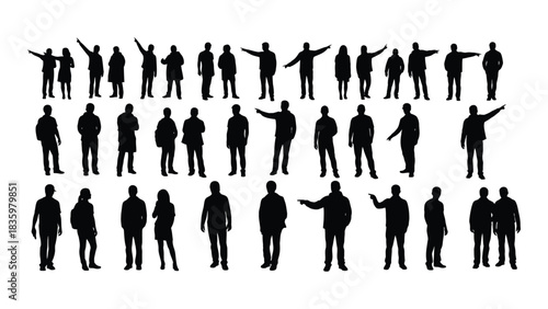 Diverse people silhouettes collection isolated on white background, Vector