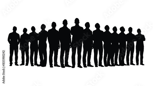 Group of men silhouettes isolated on white background, Vector