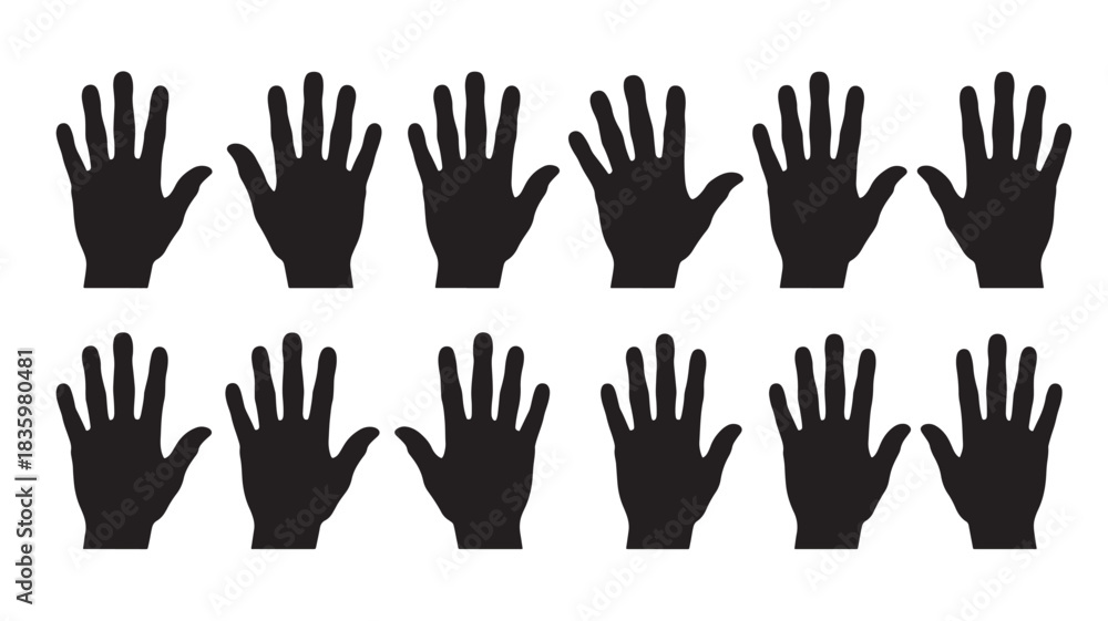 Obraz premium Set of hand silhouettes simple flat vector design element isolated on white background for graphic design and creative projects