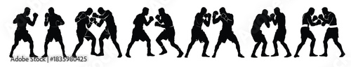 boxer connecting a knockout punch silhouette bundle 