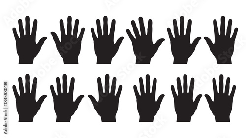Set of hand silhouettes simple flat vector design element isolated on white background for graphic design and creative projects