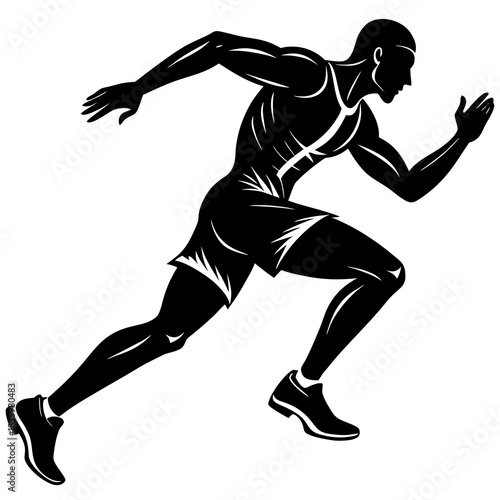Male Runner in Action – Fitness & Sports Silhouette Illustration