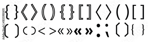 brackets icon vector set typography symbols of various