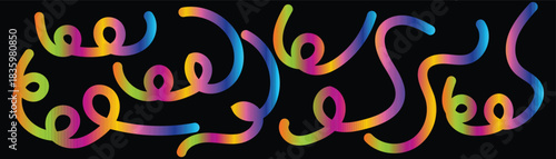 Vibrant rainbow arabic calligraphy on black background