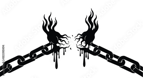 Breaking free from chains, symbolic of overcoming obstacles and achieving liberation.