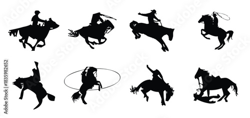 cowboy silhouettes vector template