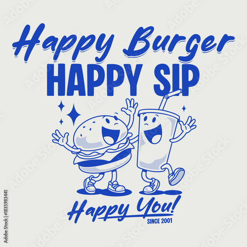 cartoon character of burger Graphic Design for T shirt Street Wear and Urban Style