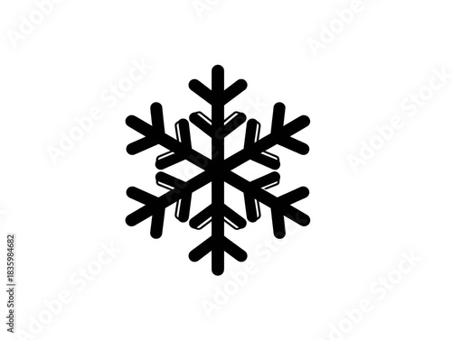 Simple grey snowflake icon on transparency background, representing cold winter weather, frost, and festive Christmas holiday season. clean symbol of snow and nature