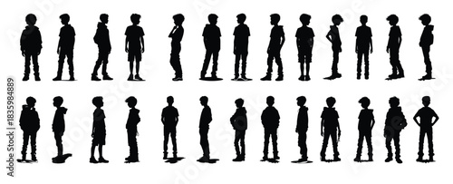 young boy silhouette clipart bundle 