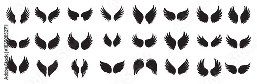 wings icons set simple set of wings icons for web design on