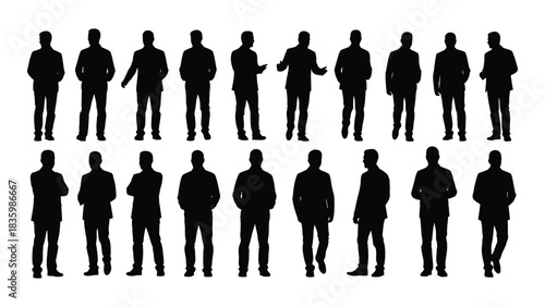 Businessman silhouettes collection isolated on white background, Vector