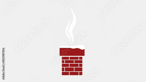 Cozy chimney with snow and rising steam, perfect for winter holiday designs, bringing warmth and cheer for festive marketing or family celebrations